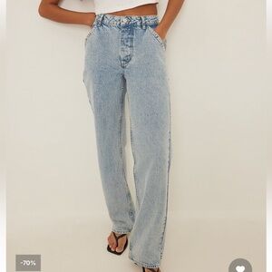 NA-KD Light Blue Women's Straight Leg Jeans